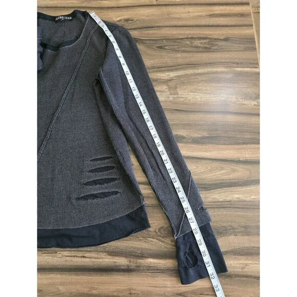 RedBridge Men Ripped Layers Longsleeve Sweatshirt Anthracite Size Medium Black - Picture 13 of 13
